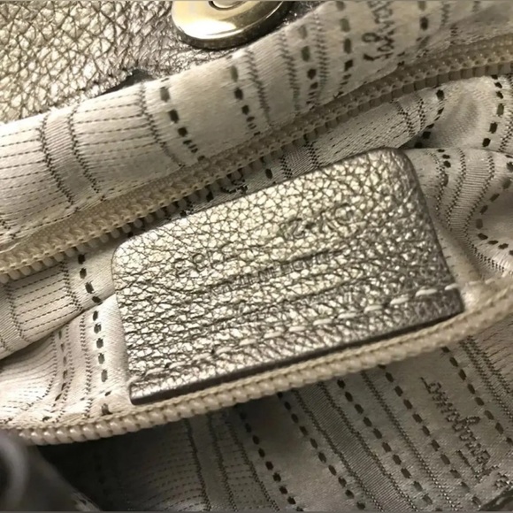 Salvatore Ferragamo Metallic Silver Leather Handbag, Authentic - Picture 9 of 10
